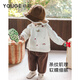 幼歌（YOUGE）嬰幼兒秋季新款純棉復古百搭燈芯絨長褲簡約柔軟休閑褲 咖色 (66-90兩用襠) 90 cm