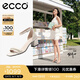愛步（ECCO）一字帶涼鞋女 倪妮同款夏季高跟增高涼鞋羅馬涼鞋  塑雅213343 石灰色21334301378（牛皮革）   35 （偏大，建議選小一碼）