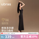 ubras【虞書欣同款】美形莫代爾羅紋方圓領長袖吊帶連衣裙美拉德 吊帶連衣裙-咖啡粉末 虞書欣同款 M