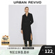 UR2025春季新款女設(shè)計(jì)感捏褶斜裁式紐扣長袖連衣裙UWM750007