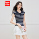 IEF/愛(ài)依服2025夏季新款通勤復古氣質(zhì)知性純欲百搭顯瘦條紋女背心 藍白條 均碼