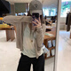 微光里 韓系輕薄上衣女卷邊軟糯外搭女春2025時(shí)髦百搭短款顯瘦針織開(kāi)衫 【燕麥色針織衫】S