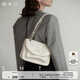 西木汀 心動(dòng) 牛皮斜挎包小方包小眾鏈條單肩包包女包生日 送女友 米白色