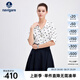 Navigare意大利小帆船女士襯衫25夏季新品時(shí)尚波點(diǎn)短袖襯衣百搭顯瘦上衣 0026冰川白 L