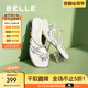 百麗（Belle）小福蝶水鉆蝴蝶夾腳拖女2025夏季新商場款粗跟增高拖鞋D6E1DBT5 銀色 38 (240mm)