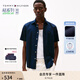 TOMMY HILFIGER【輕松感】25夏季男純棉府綢休閑純色條紋中性簡(jiǎn)約短袖襯衣襯衫男 【凈色府綢】藏青色DW5 XL （推薦：165-180斤）