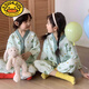 G.DUCKKIDS立領(lǐng)睡衣兒童長袖夏季男童2024新款女童寶寶韓版空調(diào)服擴(kuò)胸兩件套 云朵棉家居服-卡通恐龍 150 cm