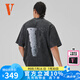VLONE STAPLE月球大LOGO印花燙鉆水洗寬松短袖T恤男女同款黑灰時(shí)尚個(gè)性 VLTE25010BK L