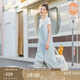 茵曼牛仔連衣裙女2025年夏季新款兩件套小個子純棉顯瘦中長裙子 淺牛仔 L