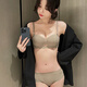KJ半杯內衣女文胸套裝無(wú)痕聚攏小胸顯大防下垂收副乳防外擴新款禮物 棕色-套裝 75B 75A適合34B 34A