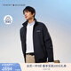 TOMMY HILFIGER【戶外防水】冬季男裝通勤可收納帽休閑運動軟殼夾克外套78J8340 深藍色 FAP M （推薦：135-150斤）