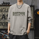 JEEP SPIRIT吉普長(cháng)袖t恤男秋季美式潮牌設計感圓領(lǐng)上衣服重磅純棉休閑打底衫