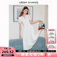 VEGA CHANG氣質(zhì)連衣裙女夏季2025年新款休閑純色簡約收腰顯瘦優(yōu)雅白色長裙子 鋼琴白 L