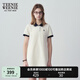 Teenie Weenie小熊夏季撞色Polo休閑通勤簡約白色連衣裙時尚收腰短裙女 乳白色 S (160)