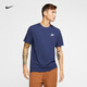 耐克（NIKE）官方男子刺繡柔軟純棉T恤秋季休閑輕便標準款舒適AR4999 410深藏青/(白) L