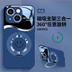 斯美 適用iPhone13手機殼蘋果13promax液態(tài)玻璃保護套13pro新款全包防摔360磁吸一體支架創(chuàng)意笑臉潮牌 蘋果13【海軍藍】笑臉F287 金屬漆玻璃殼+360磁吸支架F287