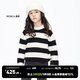 little MO&Co.50%山羊絨童裝男童女童條紋毛衣兒童針織衫紅色羊絨衫 黑白條色 130 130/60