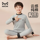 貓人兒童內(nèi)衣套裝純棉男童秋衣秋褲半高領(lǐng)青少年打底內(nèi)衣 淺灰 150