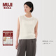 無印良品（MUJI） 女式 強(qiáng)捻網(wǎng)眼法國袖毛衣 女款背心25年夏季針織衫女裝 BA1QFA5S 米白色 M (160/84A)