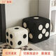 假日童年（JIARITONGNIAN）骰子凳子實(shí)木篩子矮凳客廳沙發(fā)創(chuàng  )意腳踏腳凳兒童門(mén)口換鞋板凳坐墩 大號黑+小號白【更搭配】