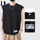 :CHOCOOLATE it純色坎肩背心男夏季薄款健身打底衫寬松休閑無(wú)袖T恤 黑色  M 【建議90-110斤】