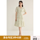 獨束大碼女裝【長短可選】閨蜜裝圍裹式連衣裙茶歇裙2024夏季裙子 米底小花-短款 3XL (尺碼：5)