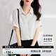 尚都比拉短袖雪紡襯衫女夏季休閑通勤職業(yè)襯衣百搭顯瘦上衣 米白色 L