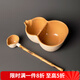 容山堂粗陶白泥古法罐罐茶奶茶圍爐煮茶器葫蘆煮茶壺電陶爐泡茶壺套裝 粗陶白泥煮茶碗-福祿雙全 1050ml