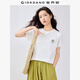佐丹奴短袖T恤女夏季純棉可愛動物頭像刺繡圓領(lǐng)上衣13325324