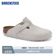 BIRKENSTOCK勃肯德國進口男女款牛皮絨面革軟木Boston包頭拖鞋 復古白色窄版1024740 38