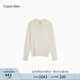Calvin KleinJeans25早秋新款女士亞麻混紡ck通勤修身圓領(lǐng)針織開衫44C312G YC9-牛乳白 XS