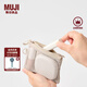 無印良品（MUJI）再生聚酯纖維 雙拉鏈包收納袋 居家旅行數(shù)據(jù)線小收納包便攜零錢包 米色/S/長13.5*寬10cm
