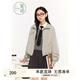 紫涵（ZIHAN）紫涵美式簡(jiǎn)約短款外套女秋季小個(gè)子寬松百搭翻領(lǐng)夾克上衣 米色 S