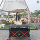 鹿營(yíng)地擺攤推車(chē)露營(yíng)車(chē)一體車(chē)小吃車(chē)超大款聚攏可升降地攤移動(dòng)夜市餐車(chē) 橙黑車(chē)+120x60黑桌