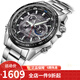 卡西歐(CASIO)男式手表 5馬達(dá)太陽(yáng)能多功能腕表 EQS-500DB-1A1 黑盤(pán)鋼帶EQS-500DB-1A1