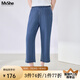 MsShe【天絲涼涼牛仔褲】大碼女裝2025夏裝胖mm薄九分/加長(zhǎng)闊腿褲 九分褲-牛仔中藍(lán)色現(xiàn)貨 3XL