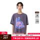 幻走（MOVEUP）2025夏季新款.FUN系列純棉圓領(lǐng)炸毛兔印花短款T恤女 深灰 S