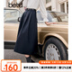 百圖betu女裝秋季新款半身裙簡(jiǎn)約高腰半身裙顯瘦赫本裙女2309T96 深寶藍(lán) L