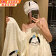 浴巾女可穿式浴巾浴裙套裝吸水速干浴袍男女卡通干發(fā)帽吸水浴袍 奶白色帕恰狗 【浴裙+浴帽】兩件套