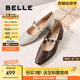 百麗（Belle）復(fù)古時(shí)裝瑪麗珍鞋女2025秋新商場同款羊皮高跟單鞋E3Z1DCQ5 米白色 36 (230mm)