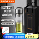 蘇泊爾（SUPOR）一鍵開蓋玻璃杯雙層防燙茶水分離男士泡茶車載水杯便攜商務(wù)禮盒裝 【禮盒裝】茶濾款400ml