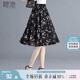 她池2025夏裝裝優(yōu)雅時(shí)尚彈力松緊高腰印花大擺A字半身裙