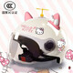 踏燕3C認證hellokitty頭盔電動(dòng)車(chē)kt貓四季秋冬可愛(ài)女士?jì)和踩?KT貓A款+kt粉白+風(fēng)車(chē) 3C認證 高清透明鏡片
