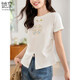 她享短袖t恤女新中式上衣小衫國風(fēng)盤(pán)扣刺繡T恤打底衫女 T143T1441
