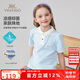 英氏（YEEHOO）兒童T恤女童polo衫中大童裝短袖上衣涼感抗菌淑女夏裝 風(fēng)藍(lán) 165