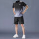 NBA VIBE-NIKE運動(dòng)套裝男夏季冰絲速干衣t恤跑步訓練短袖短褲健身衣服透氣 耐克-黑灰兩件套清爽一夏 耐克-2XL 建議140-160斤