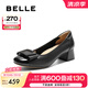 百麗（Belle）舒適優(yōu)雅單鞋女2025春新真皮蝴蝶結(jié)方跟鞋D3S1DAQ5 黑色-寬版 37 (235mm)