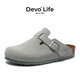 Devo Life【鄧恩熙同款】軟木拖鞋女春夏季舒適包頭拖鞋勃肯鞋女士拖鞋3624 鼠尾草綠反絨皮 44 （建議拍小一碼）