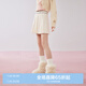 樂町甜美撞色腰短裙秋季新款學(xué)院少女風(fēng)半身裙女小個子裙子 米白(現(xiàn)貨) S