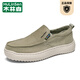 木林森男鞋秋季新款一腳蹬套腳休閑鞋懶人布鞋透氣軟底帆布鞋子男潮 淺綠 40 運動(dòng)碼